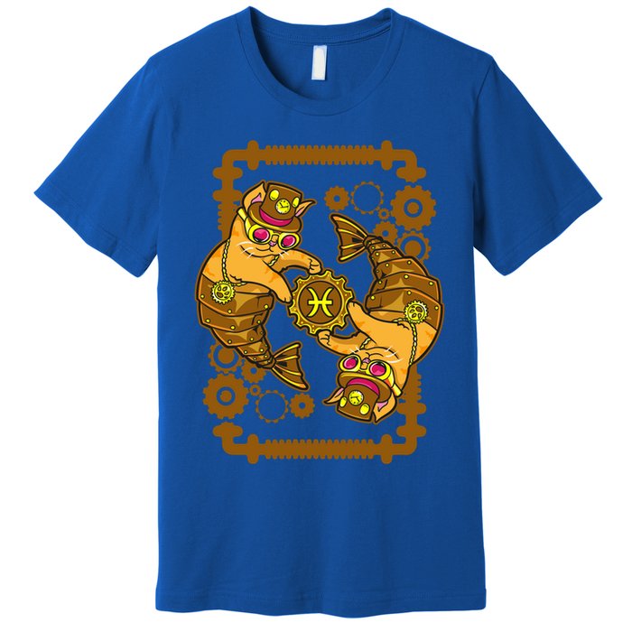 Steampunk Horoscope Cat Pisces Funny Cat Astrology Gift Premium T-Shirt