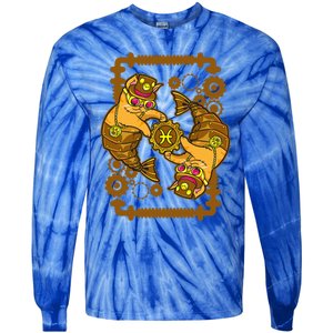 Steampunk Horoscope Cat Pisces Funny Cat Astrology Gift Tie-Dye Long Sleeve Shirt