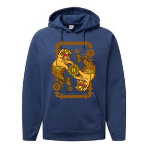 Steampunk Horoscope Cat Pisces Funny Cat Astrology Gift Performance Fleece Hoodie