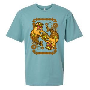 Steampunk Horoscope Cat Pisces Funny Cat Astrology Gift Sueded Cloud Jersey T-Shirt