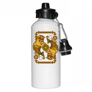 Steampunk Horoscope Cat Pisces Funny Cat Astrology Gift Aluminum Water Bottle