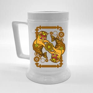 Steampunk Horoscope Cat Pisces Funny Cat Astrology Gift Beer Stein