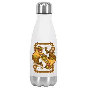 Steampunk Horoscope Cat Pisces Funny Cat Astrology Gift Stainless Steel Insulated Water Bottle