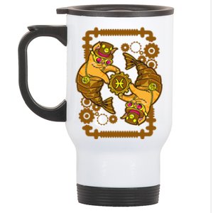 Steampunk Horoscope Cat Pisces Funny Cat Astrology Gift Stainless Steel Travel Mug