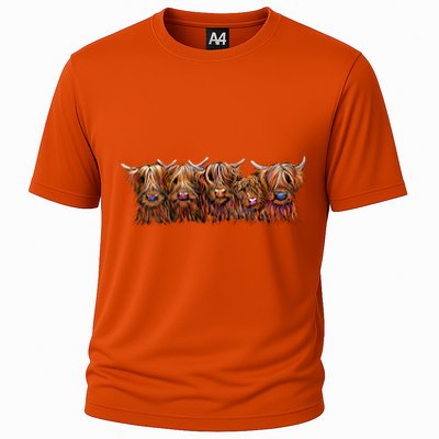 Scottish Highland Cows  The Happy Bunch Of Coos  Cute Gift Cooling Performance Crew T-Shirt