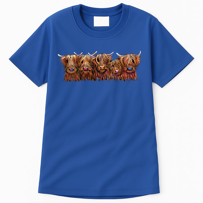 Scottish Highland Cows  The Happy Bunch Of Coos  Cute Gift Tall T-Shirt