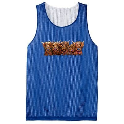 Scottish Highland Cows  The Happy Bunch Of Coos  Cute Gift Mesh Reversible Basketball Jersey Tank