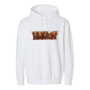 Scottish Highland Cows  The Happy Bunch Of Coos  Cute Gift Garment-Dyed Fleece Hoodie