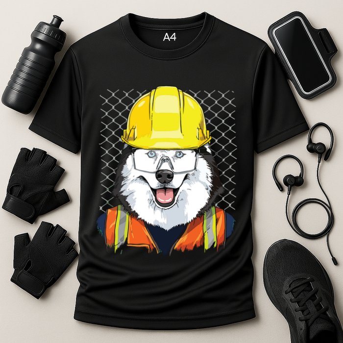 Siberian Husky Construction Worker Siberian Husky Dog Cooling Performance Crew T-Shirt