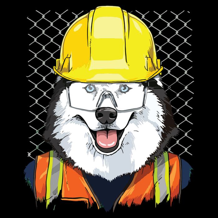 Siberian Husky Construction Worker Siberian Husky Dog Cooling Performance Crew T-Shirt