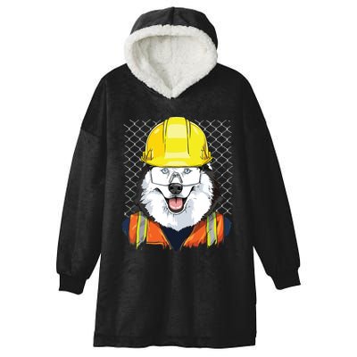 Siberian Husky Construction Worker Siberian Husky Dog Hooded Wearable Blanket