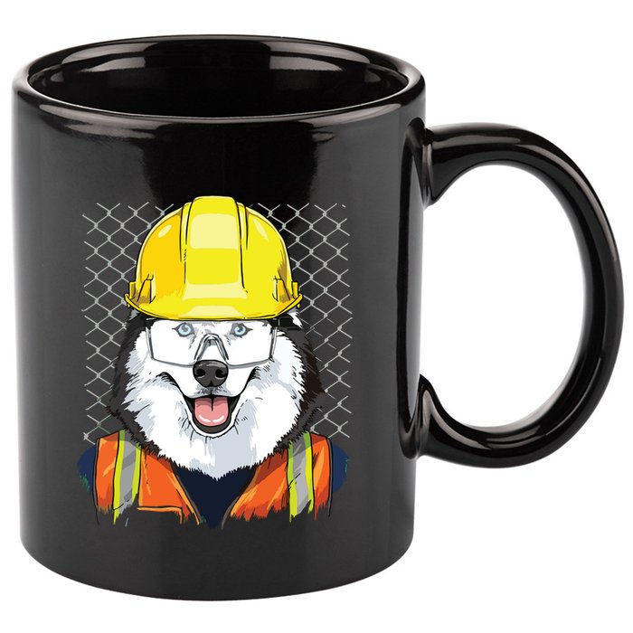 Siberian Husky Construction Worker Siberian Husky Dog 11oz C Handle Ceramic Mug