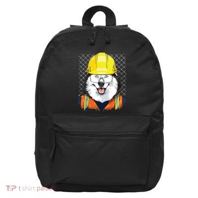 Siberian Husky Construction Worker Siberian Husky Dog 16 in Basic Backpack
