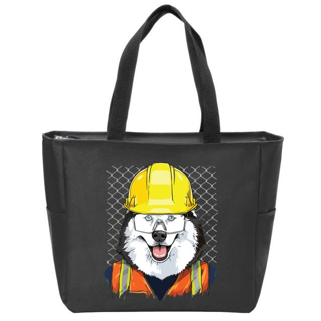 Siberian Husky Construction Worker Siberian Husky Dog Zip Tote Bag