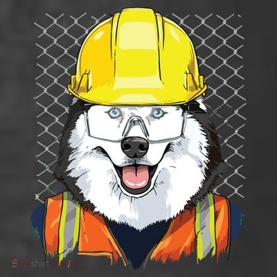 Siberian Husky Construction Worker Siberian Husky Dog T-Shirt