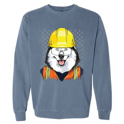 Siberian Husky Construction Worker Siberian Husky Dog Garment-Dyed Sweatshirt