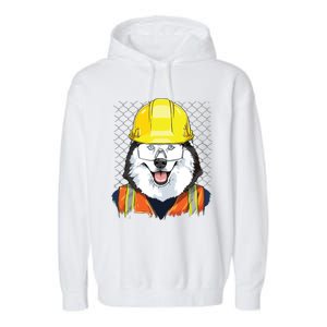 Siberian Husky Construction Worker Siberian Husky Dog Garment-Dyed Fleece Hoodie