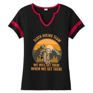 Sloth Hiking Camping Travel Nature Ladies Halftime Notch Neck Tee