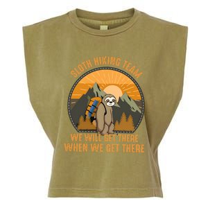 Sloth Hiking Camping Travel Nature Garment-Dyed Women's Muscle Tee