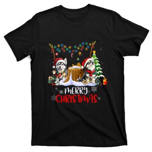 Siberian Husky Christmas Tree Decorations Dog Lover Xmas T-Shirt