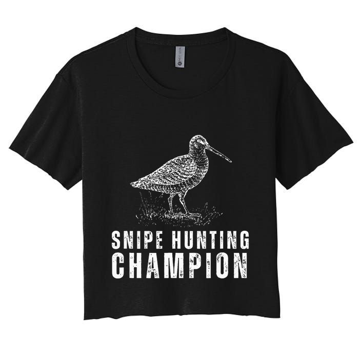 Snipe Hunting Champion Funny Hunting Women's Crop Top Tee