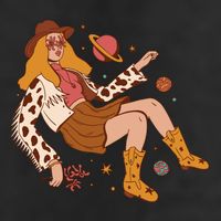 Space Hippie Cow Girl 7 Panel Mesh Trucker Snapback Hat