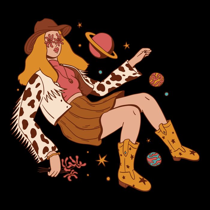 Space Hippie Cow Girl Apron