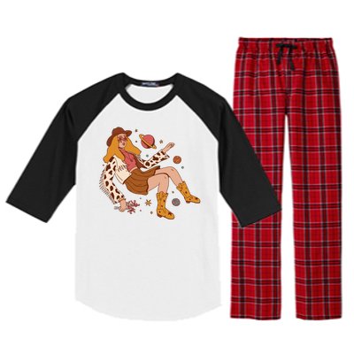 Space Hippie Cow Girl Raglan Sleeve Pajama Set