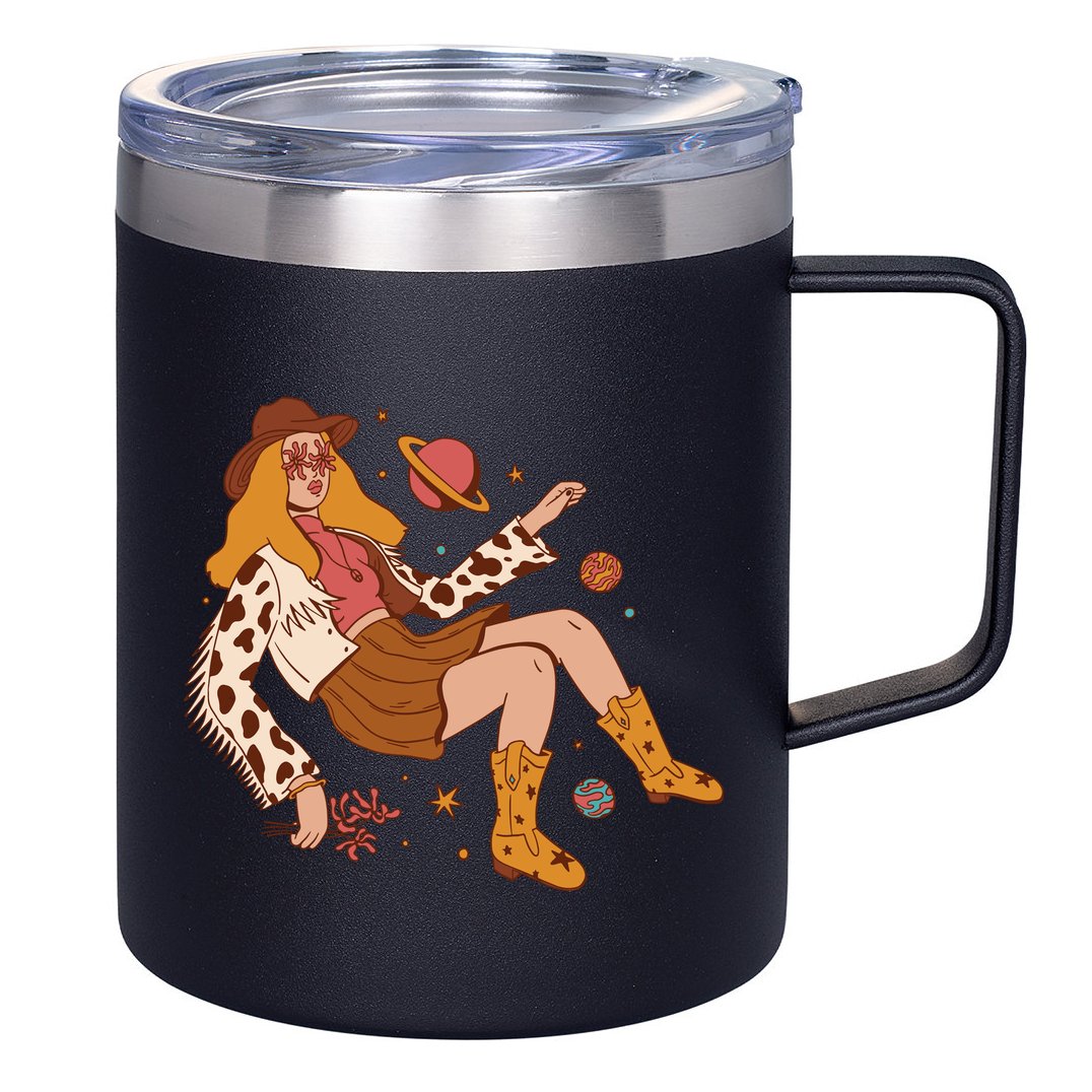 Space Hippie Cow Girl 12oz Stainless Steel Coffee Mug