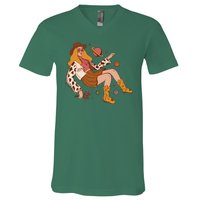 Space Hippie Cow Girl V-Neck T-Shirt