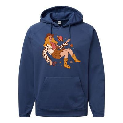 Space Hippie Cow Girl Performance Fleece Hoodie