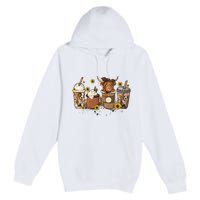 Scottish Highland Cow Sunflower Fall Vibes Coffee Lover Premium Pullover Hoodie