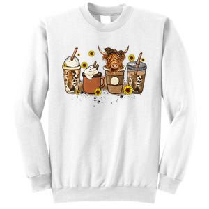 Scottish Highland Cow Sunflower Fall Vibes Coffee Lover Sweatshirt