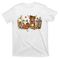 Scottish Highland Cow Sunflower Fall Vibes Coffee Lover T-Shirt