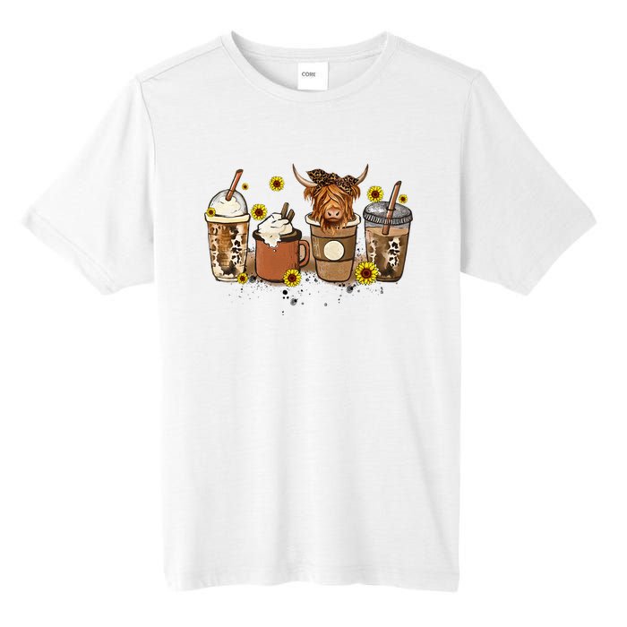 Scottish Highland Cow Sunflower Fall Vibes Coffee Lover Tall Fusion ChromaSoft Performance T-Shirt