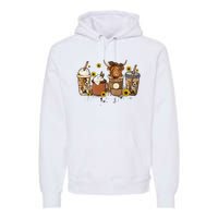 Scottish Highland Cow Sunflower Fall Vibes Coffee Lover Premium Hoodie