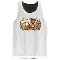 Scottish Highland Cow Sunflower Fall Vibes Coffee Lover Mesh Reversible Basketball Jersey Tank