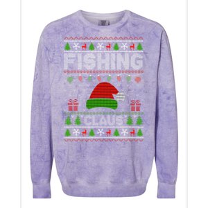 Santa Hat Christmas Light Fishing Claus Ugly Xmas Holiday Colorblast Crewneck Sweatshirt