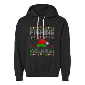 Santa Hat Christmas Light Fishing Claus Ugly Xmas Holiday Garment-Dyed Fleece Hoodie