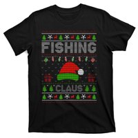 Santa Hat Christmas Light Fishing Claus Ugly Xmas Holiday T-Shirt