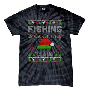 Santa Hat Christmas Light Fishing Claus Ugly Xmas Holiday Tie-Dye T-Shirt