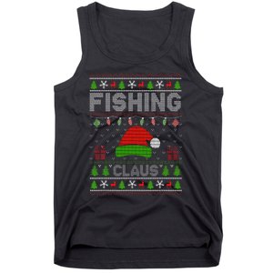 Santa Hat Christmas Light Fishing Claus Ugly Xmas Holiday Tank Top