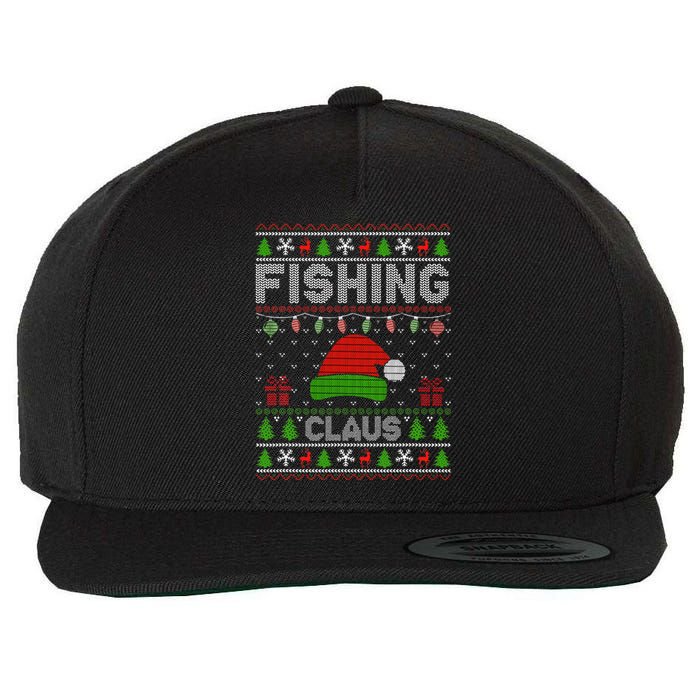 Santa Hat Christmas Light Fishing Claus Ugly Xmas Holiday Wool Snapback Cap