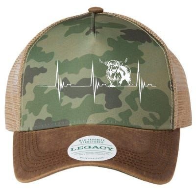 Scottish Highland Cow Heartbeat EKG Pulse Highlander Cow Legacy Tie Dye Trucker Hat