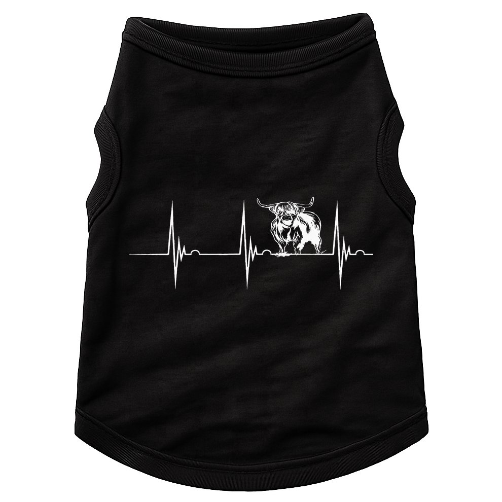Scottish Highland Cow Heartbeat EKG Pulse Highlander Cow Doggie Tank