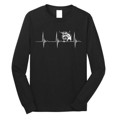 Scottish Highland Cow Heartbeat EKG Pulse Highlander Cow Long Sleeve Shirt