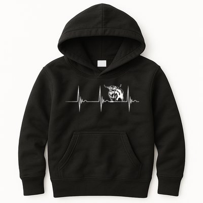 Scottish Highland Cow Heartbeat EKG Pulse Highlander Cow Kids Hoodie