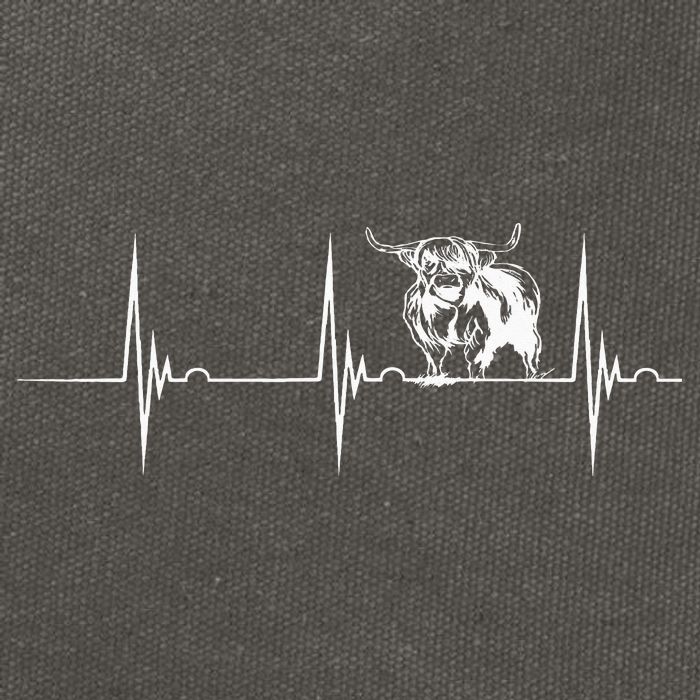 Scottish Highland Cow Heartbeat EKG Pulse Highlander Cow Cotton Canvas Backpack