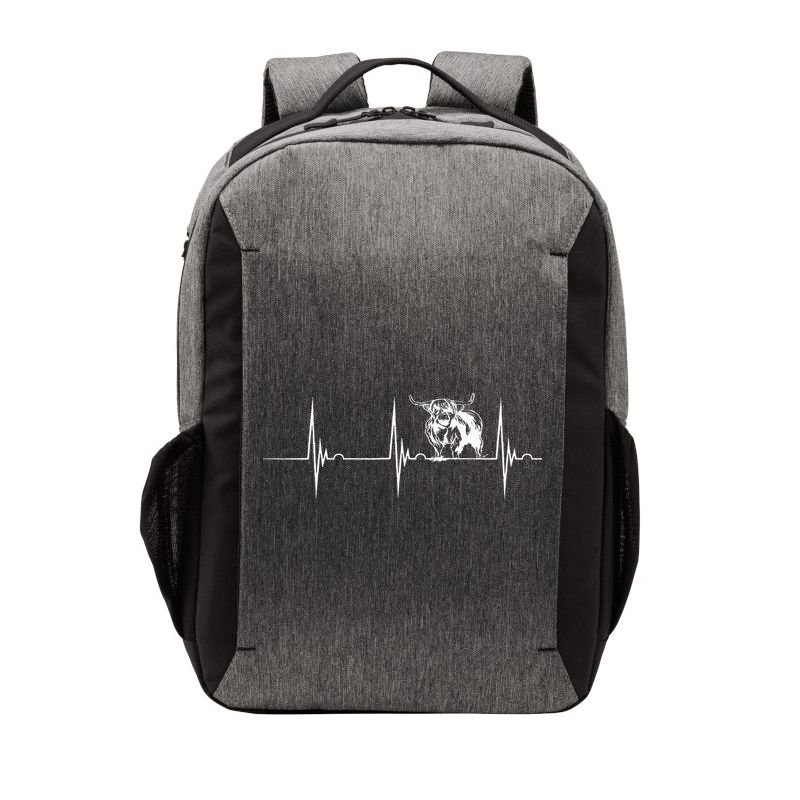 Scottish Highland Cow Heartbeat EKG Pulse Highlander Cow Vector Backpack