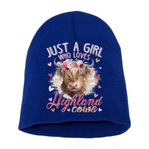 Scottish Highland Cow Just A Who Loves Highland Cows Gift Short Acrylic Beanie